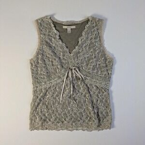 Whimsy Lace Babydoll Top Y2K 90s M Feminine Tie V Neck
